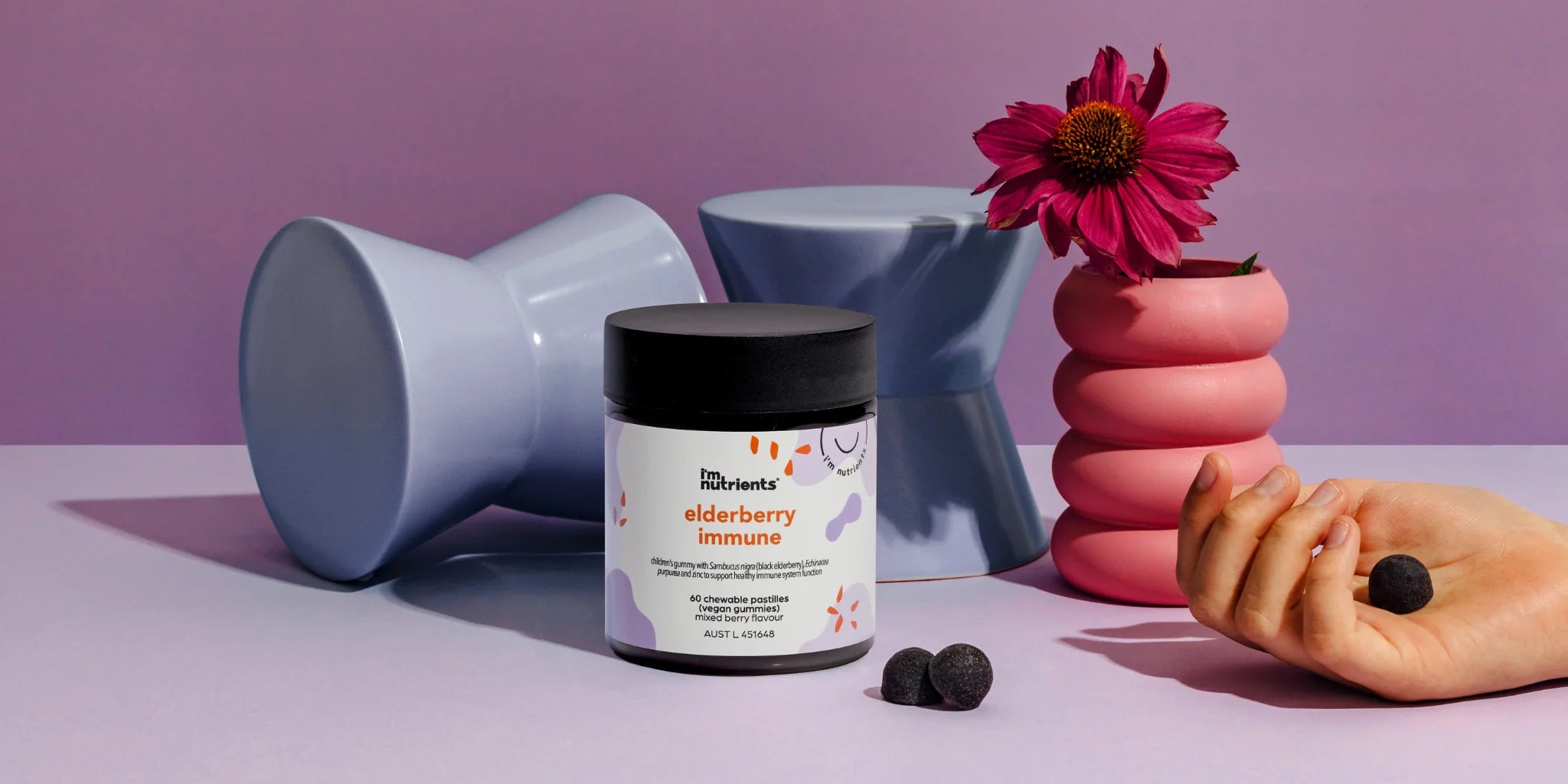 I'M Nutrients- Elderberry Immune Gummies Supplement for Kids, with Echinacea + Zinc
